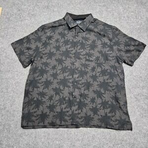 Nat Nast Men's Silk Hawaiian‎ Shirt Palm Trees Black Gray Shadowed XL